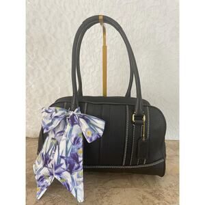 Vintage Coach Hampton light black pebble leather shoulder bag tote Serial F10526